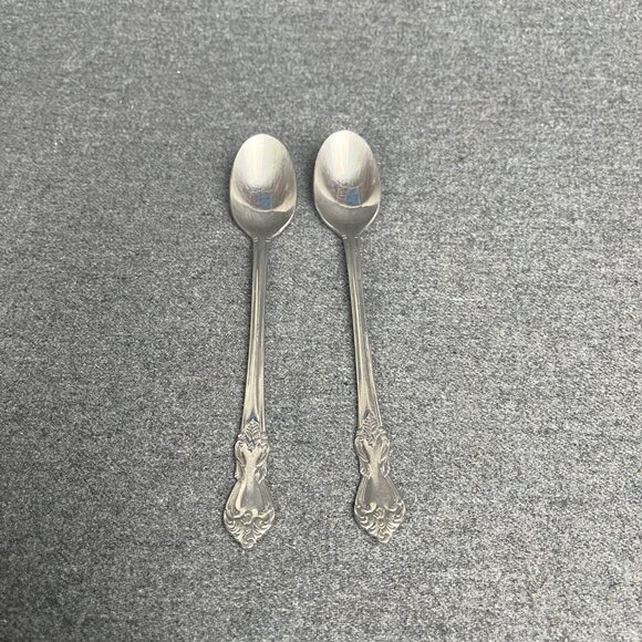 Reed & Barton Heritage Mint LTD Stainless Steel 2 Pc Ice Tea Spoons Long Spoons - Picture 2 of 4